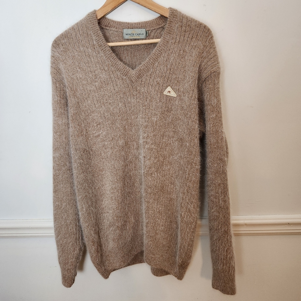 Monte Carlo Collection Kid Mohair Angora Fuzzy Sweater